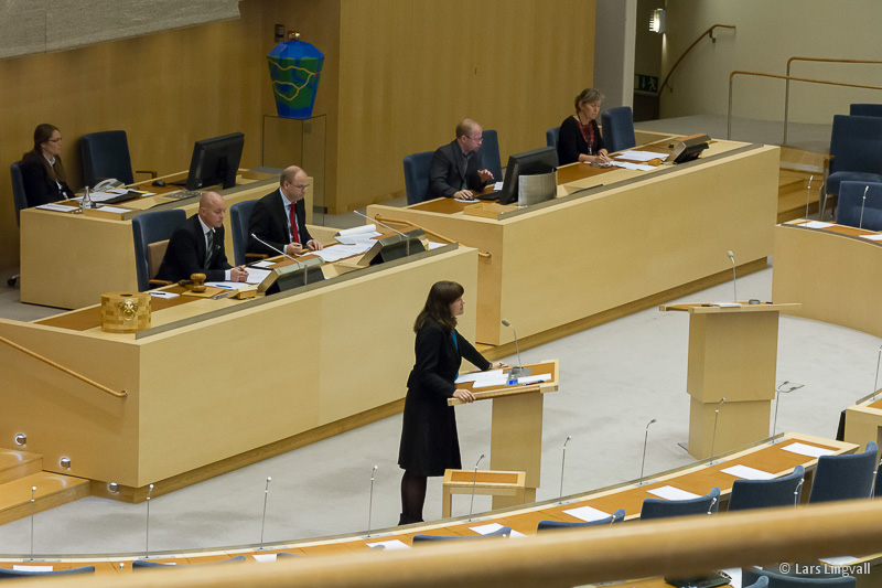 Talare, stenograf och andra i Rdssalen i Stockholms stadshus © Lars Lingvall
